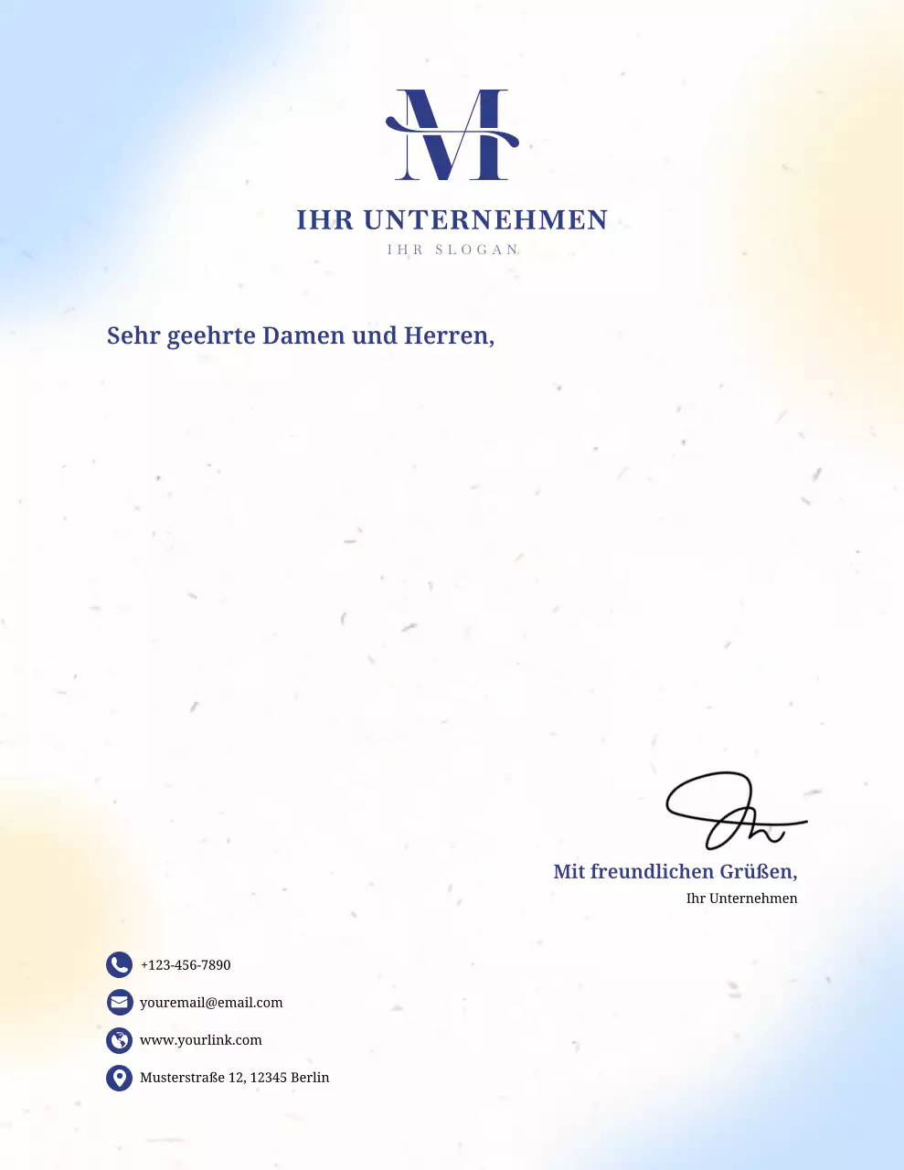 Blauer professioneller Geschäftsbriefkopf