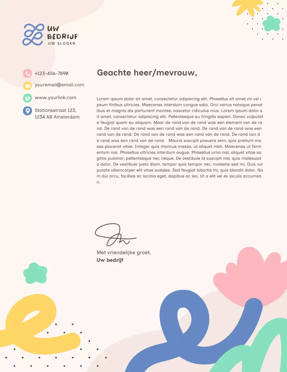 Kleurrijk en modern briefpapier voor bedrijven