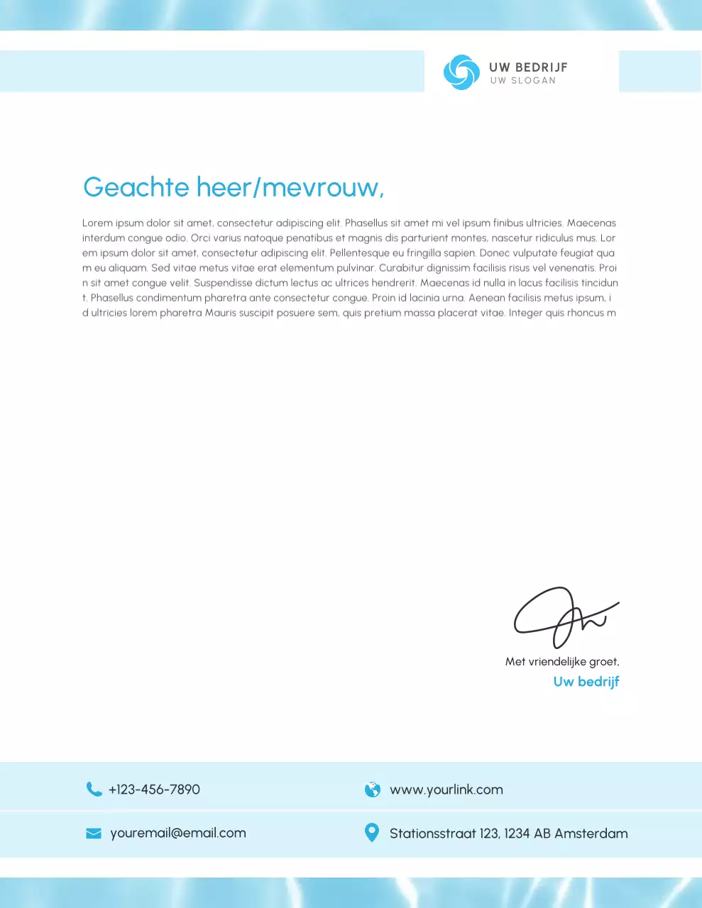 Blauw minimalistisch briefpapier voor bedrijven