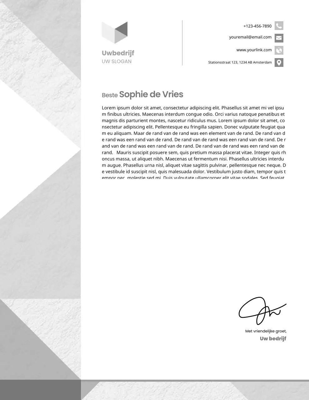 Grijs modern briefpapier voor zakelijke doeleinden