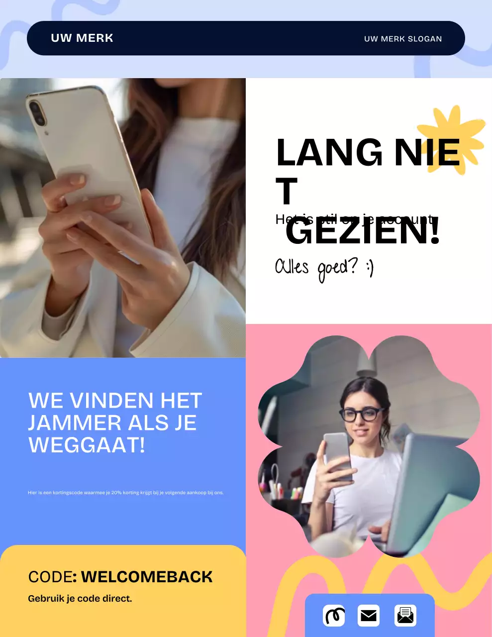 Blauwe moderne e-commerce promotieposter
