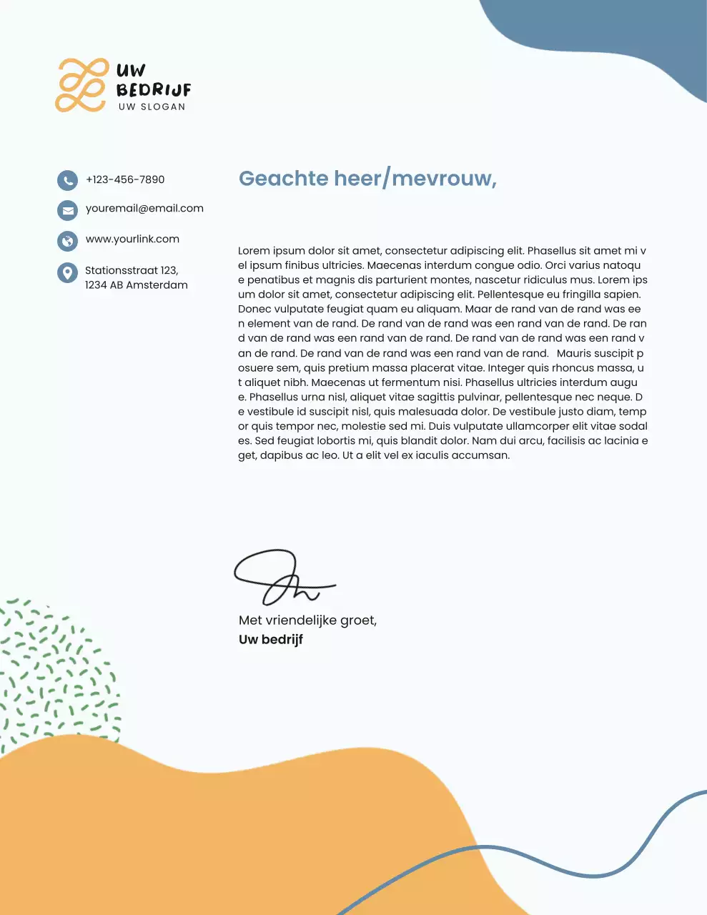 Blauw modern zakelijk briefpapier