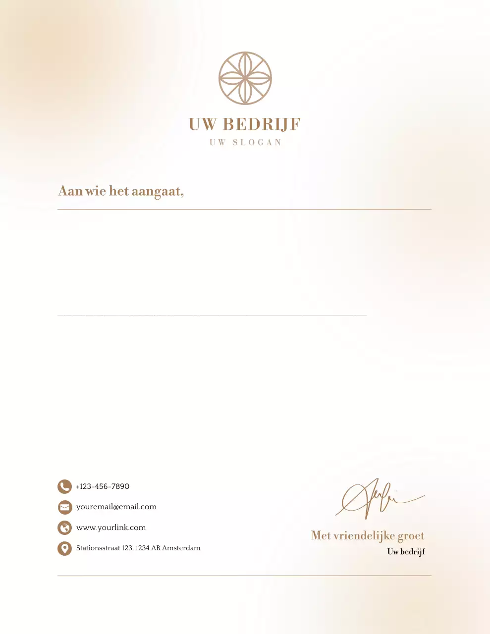 Beige professioneel briefpapier voor bedrijven