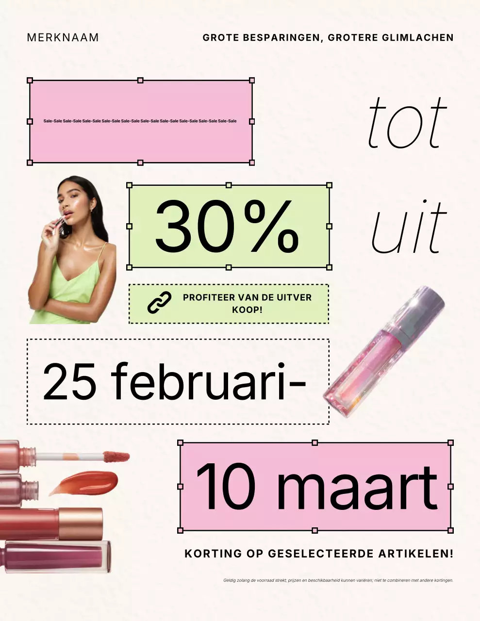 Roze moderne verkooppromotieposter