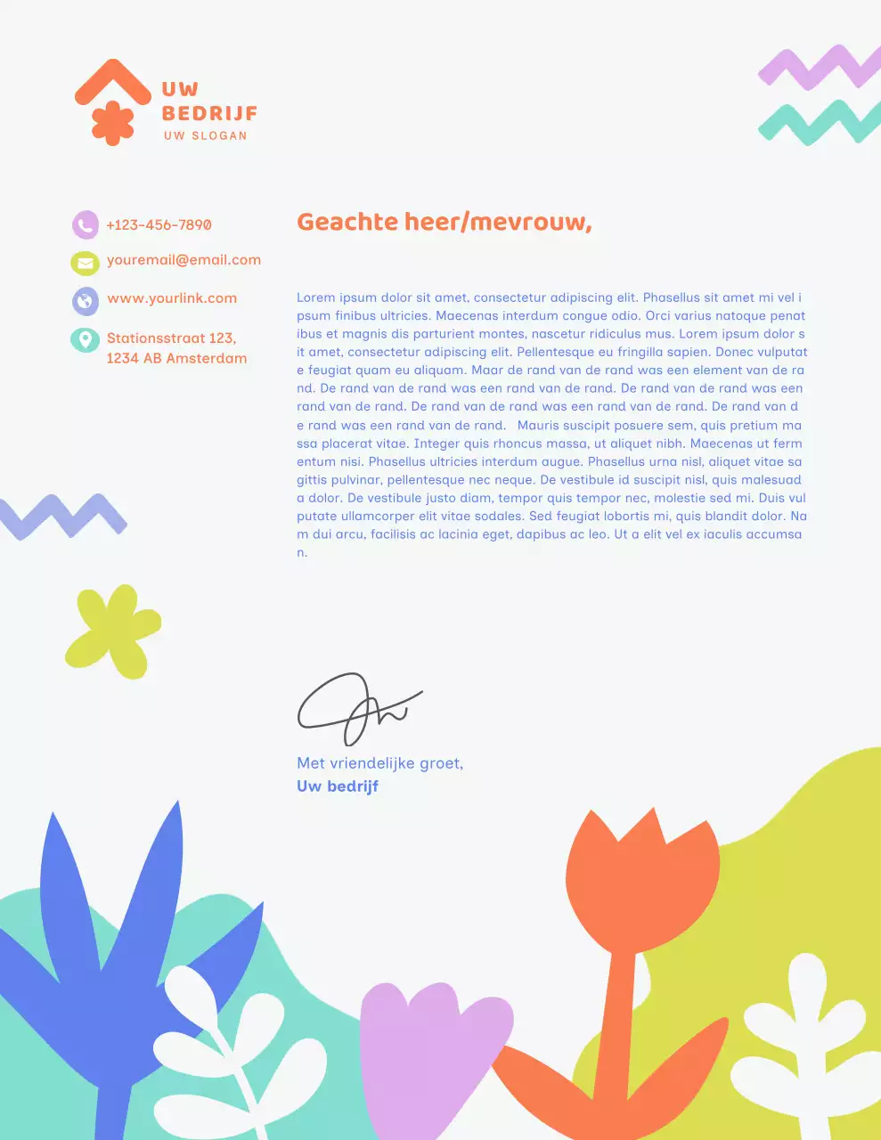 Kleurrijk en modern briefpapier voor bedrijven