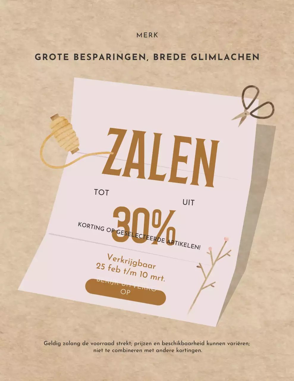 Beige Warm Verkooppromotieposter