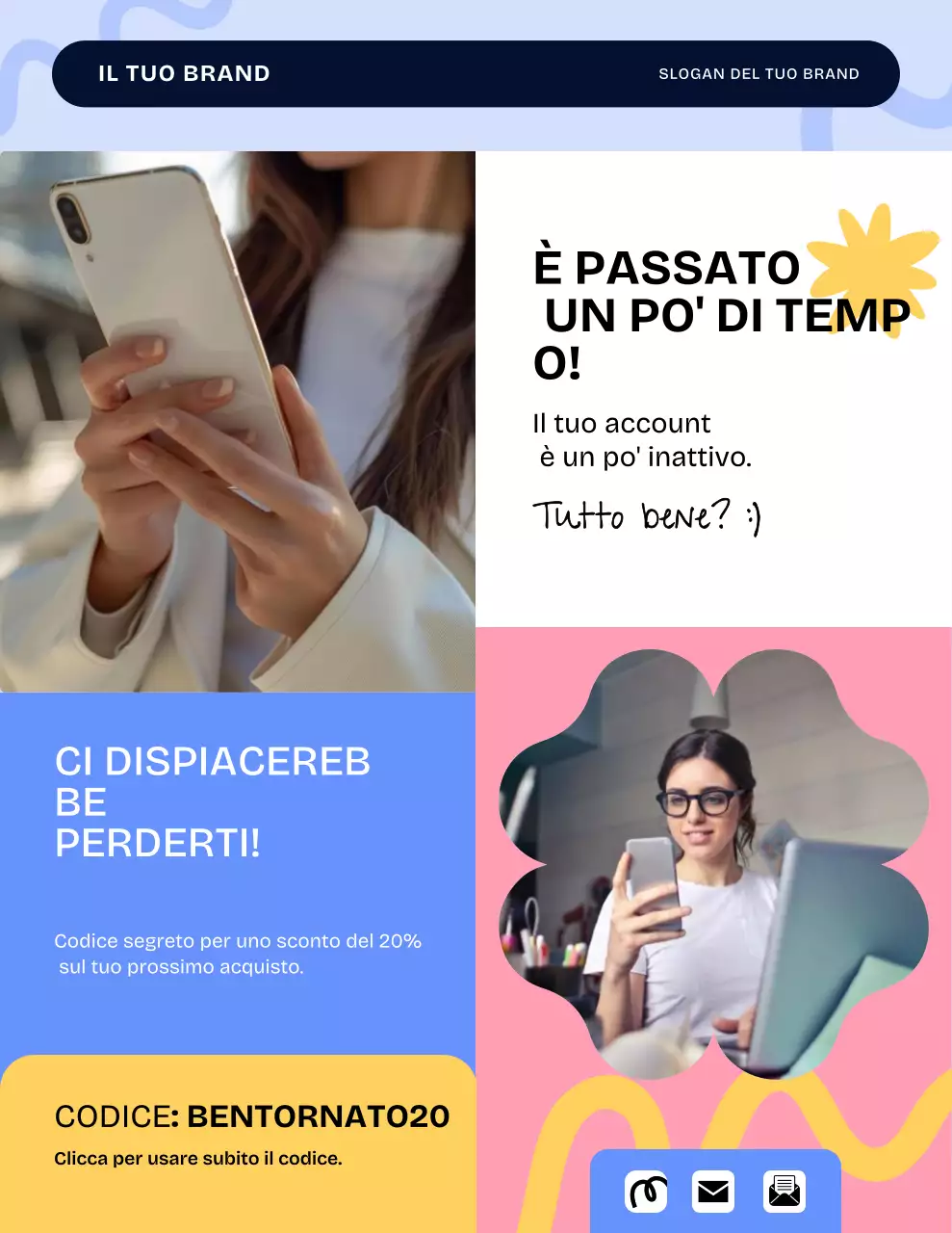 Poster promozionale e-commerce moderno blu