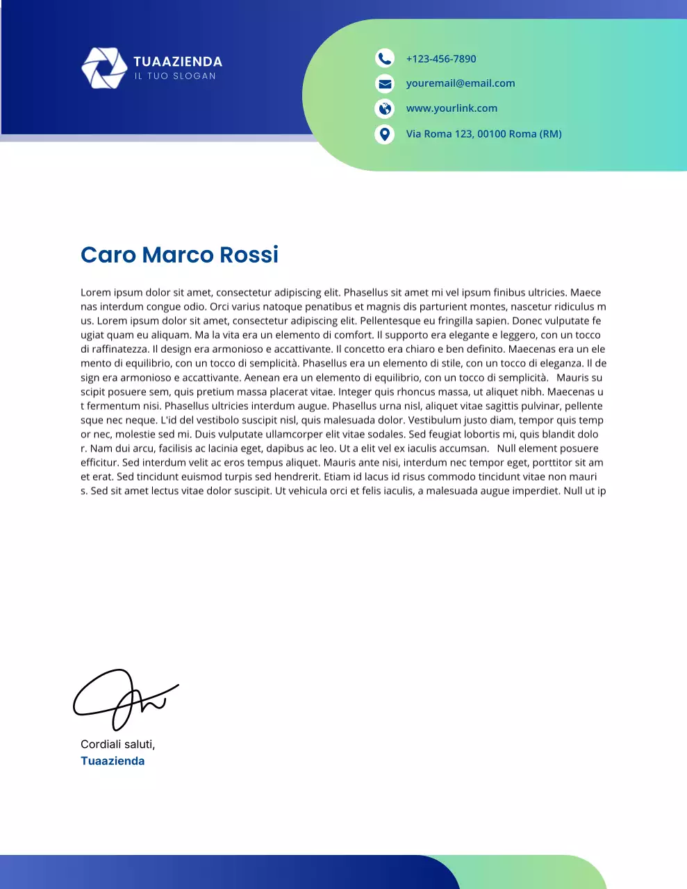 Carta intestata professionale blu