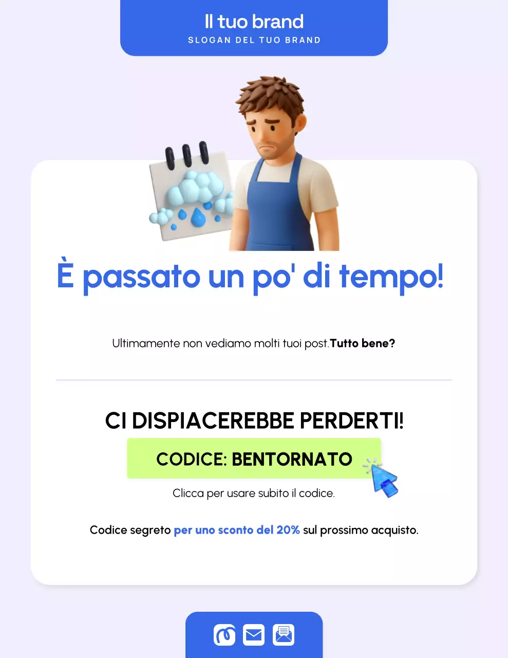 Manifesto promozionale di marketing moderno blu