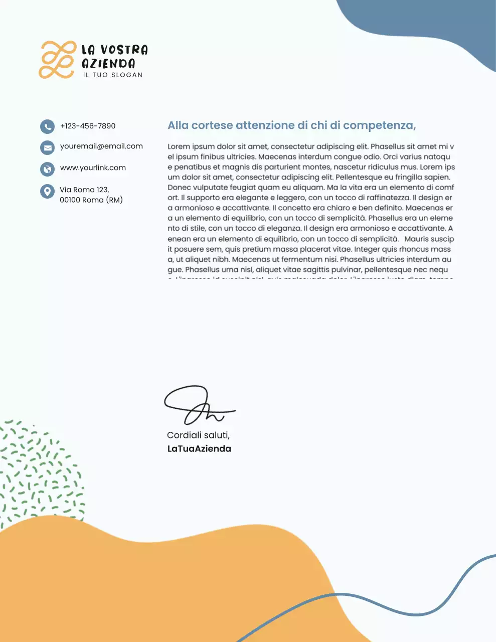 Carta intestata aziendale moderna blu