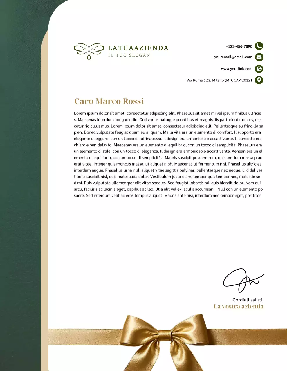 Carta intestata aziendale elegante verde