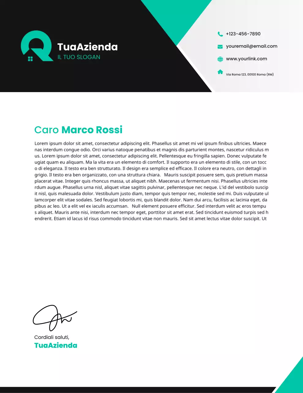 Carta intestata aziendale moderna color verde acqua