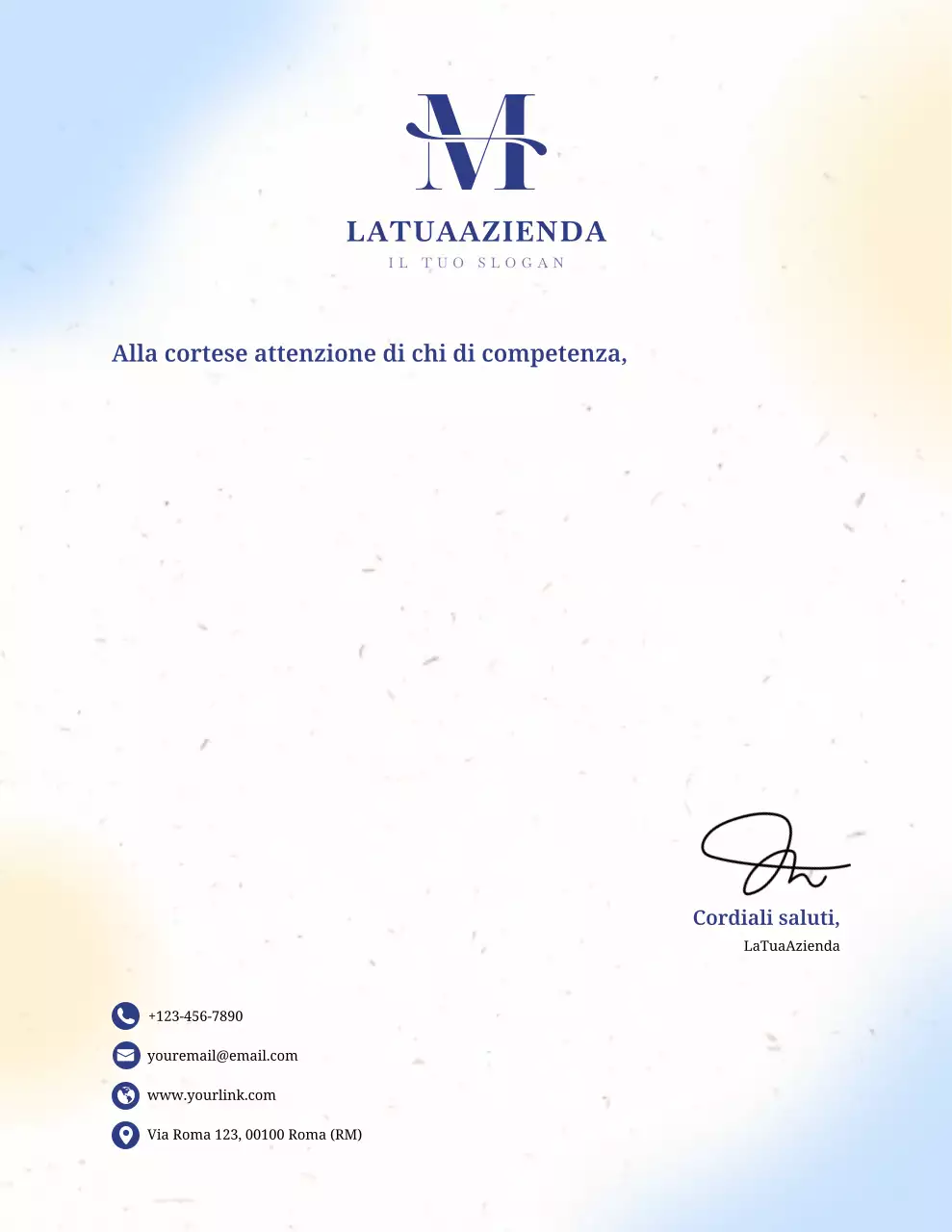 Carta intestata professionale blu