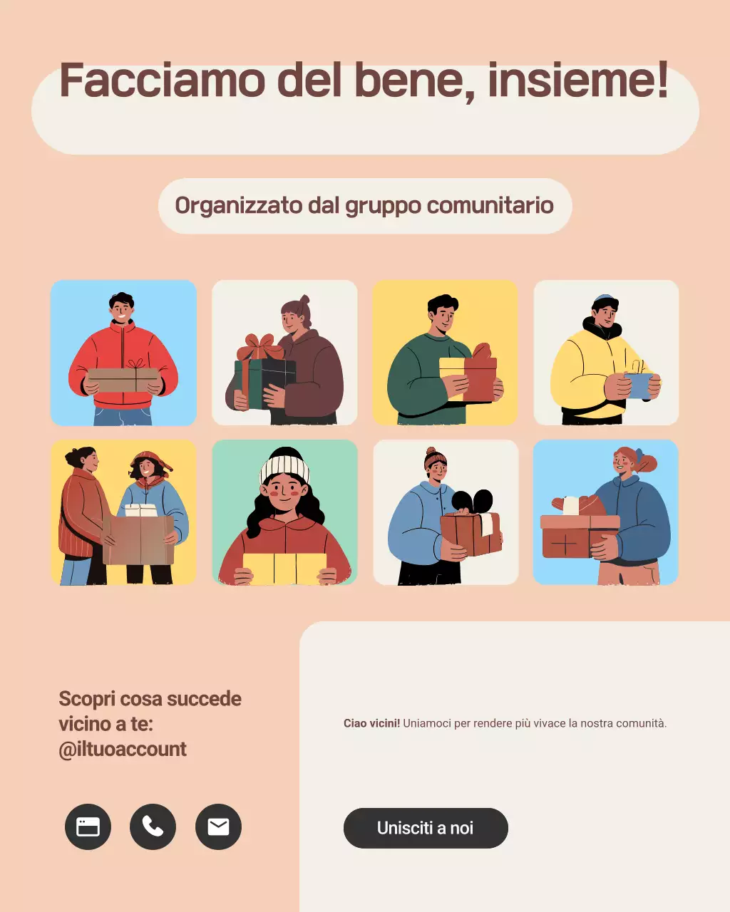 Post Instagram di invito alla comunità moderna beige