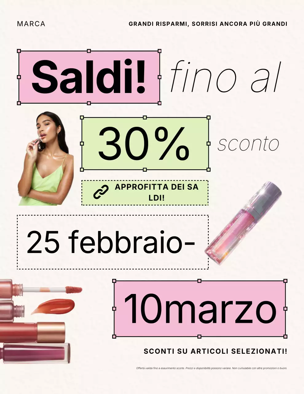 Poster promozionale moderno rosa