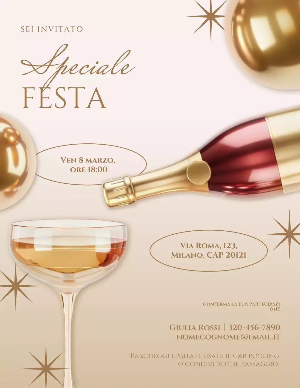 Invito elegante per festeggiamenti in oro