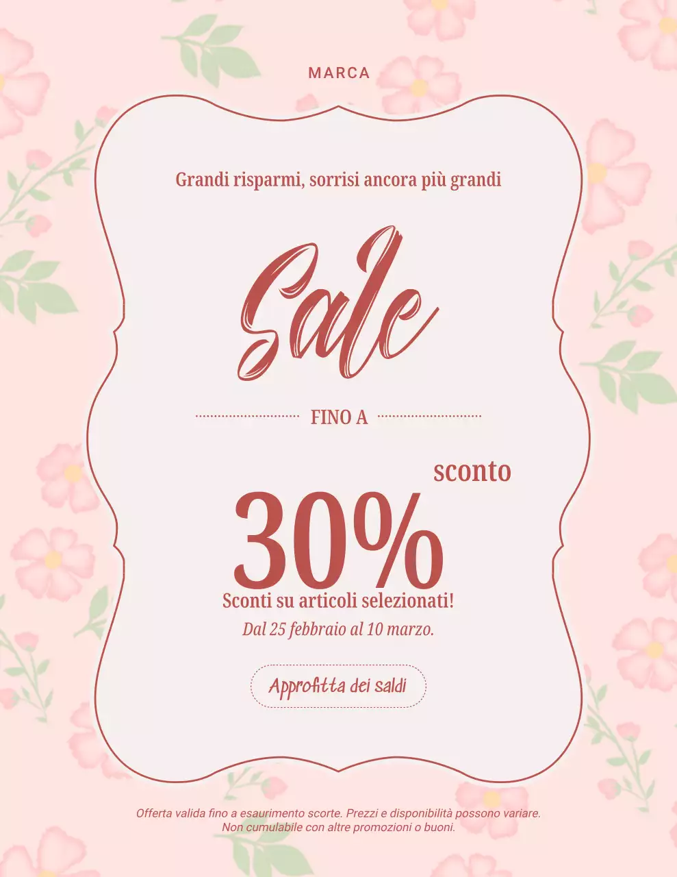 Poster promozionale elegante rosa