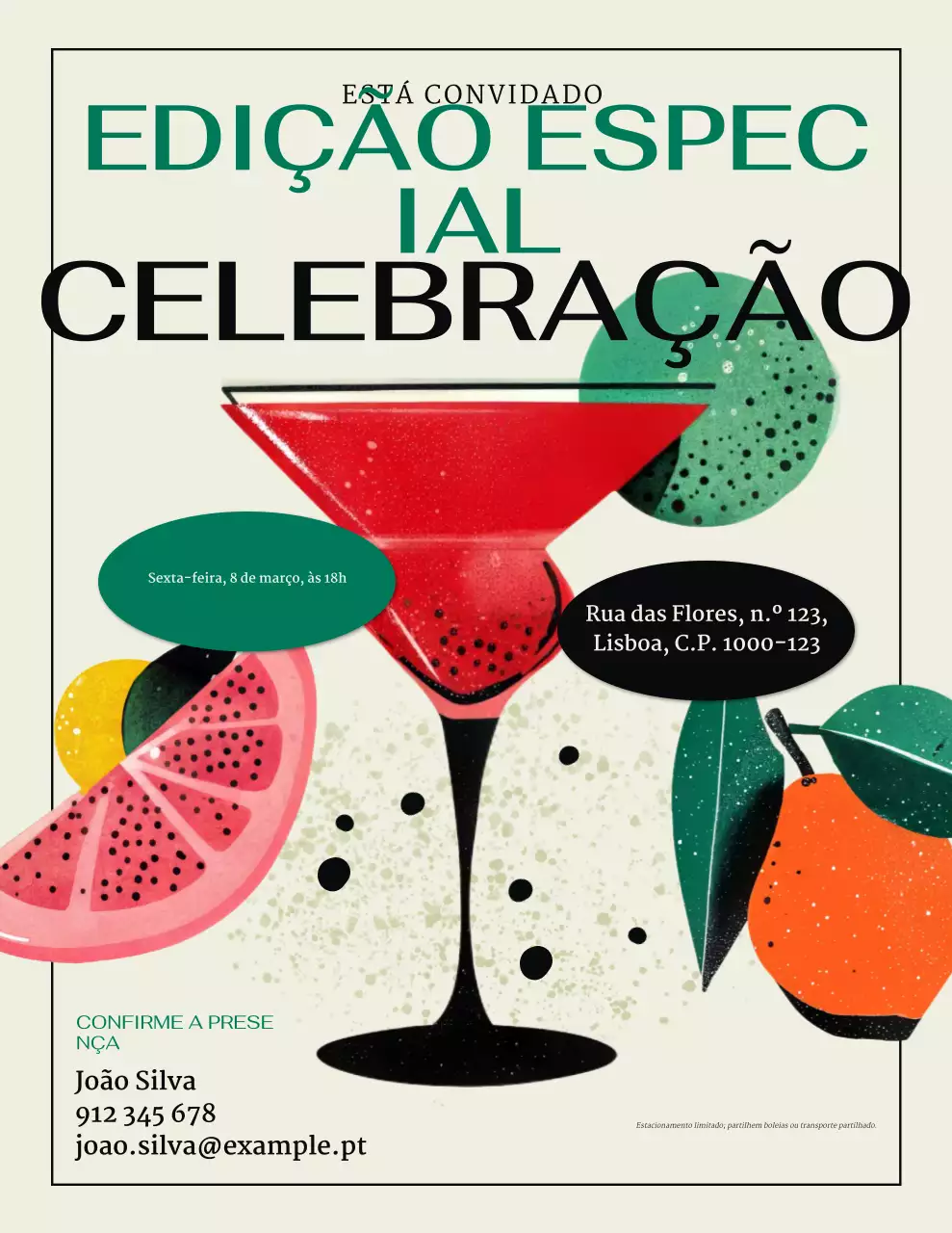 Convite colorido para uma celebração retrô