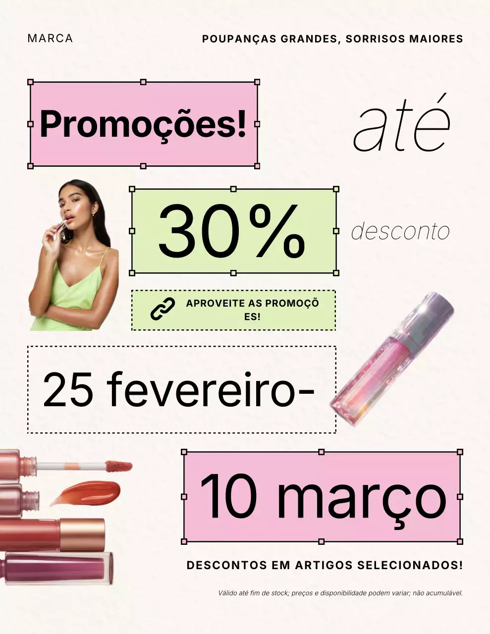 Pôster moderno rosa para promoção de vendas