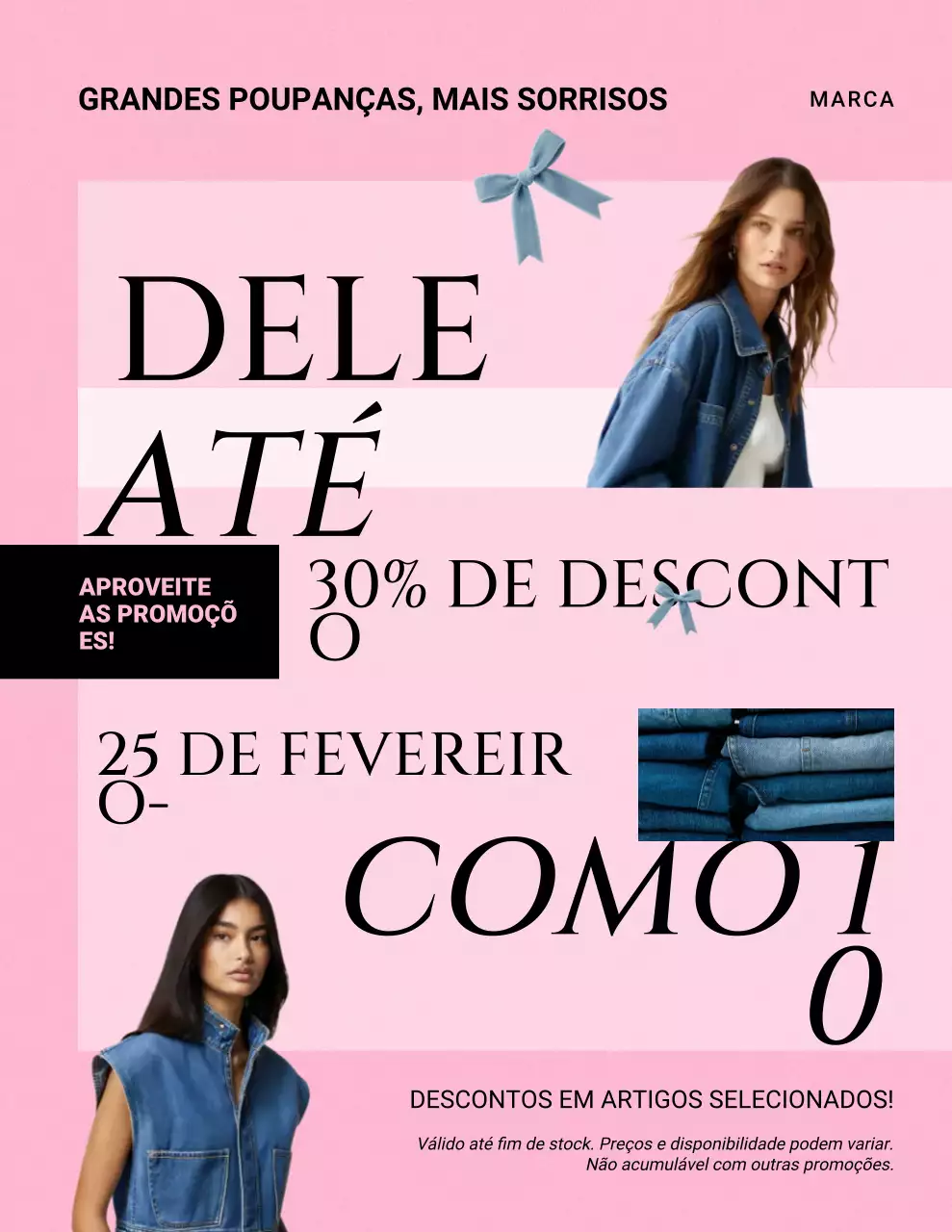 Pôster moderno de promoção de vendas em rosa e preto
