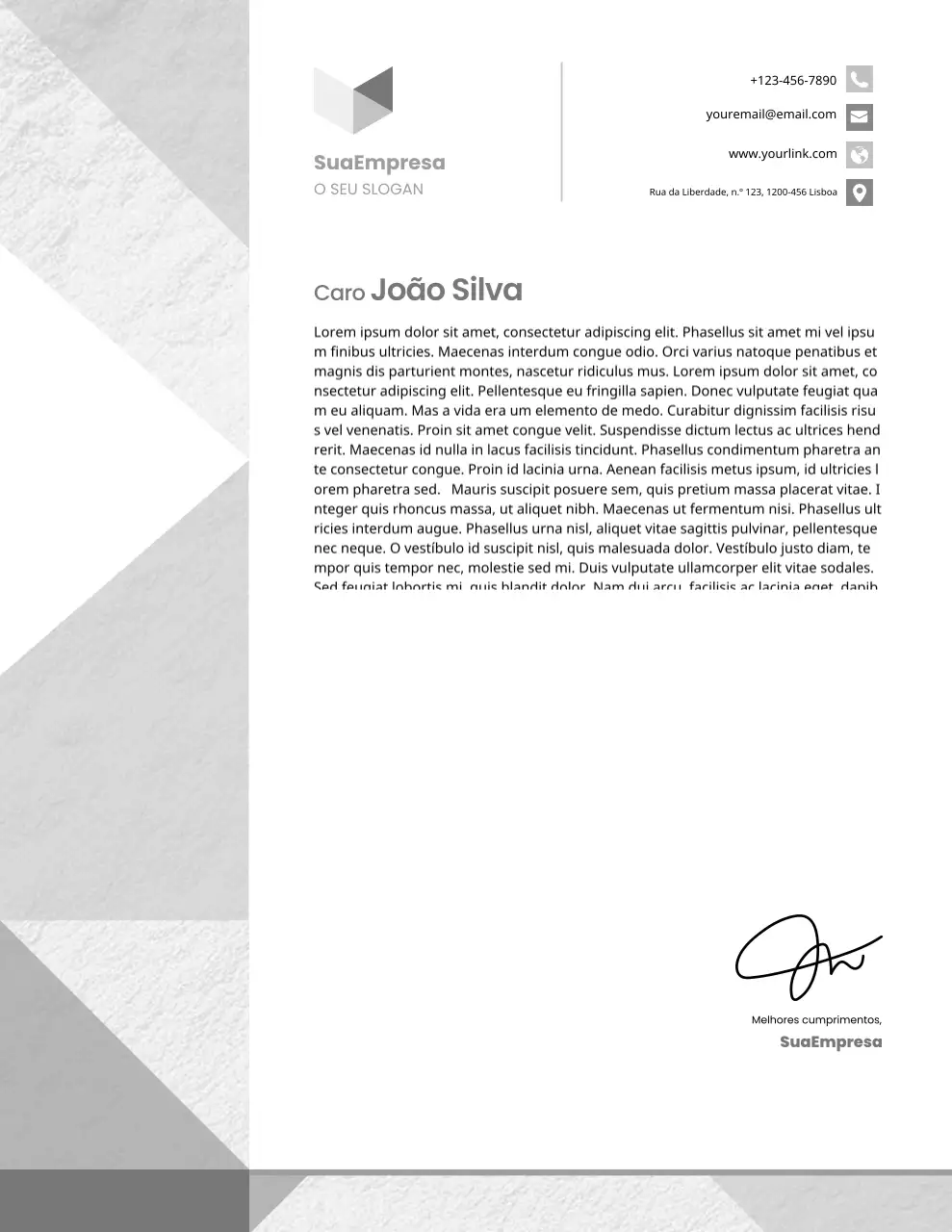Papel timbrado comercial moderno cinza