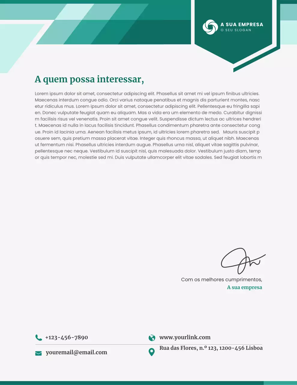 Papel timbrado comercial profissional verde