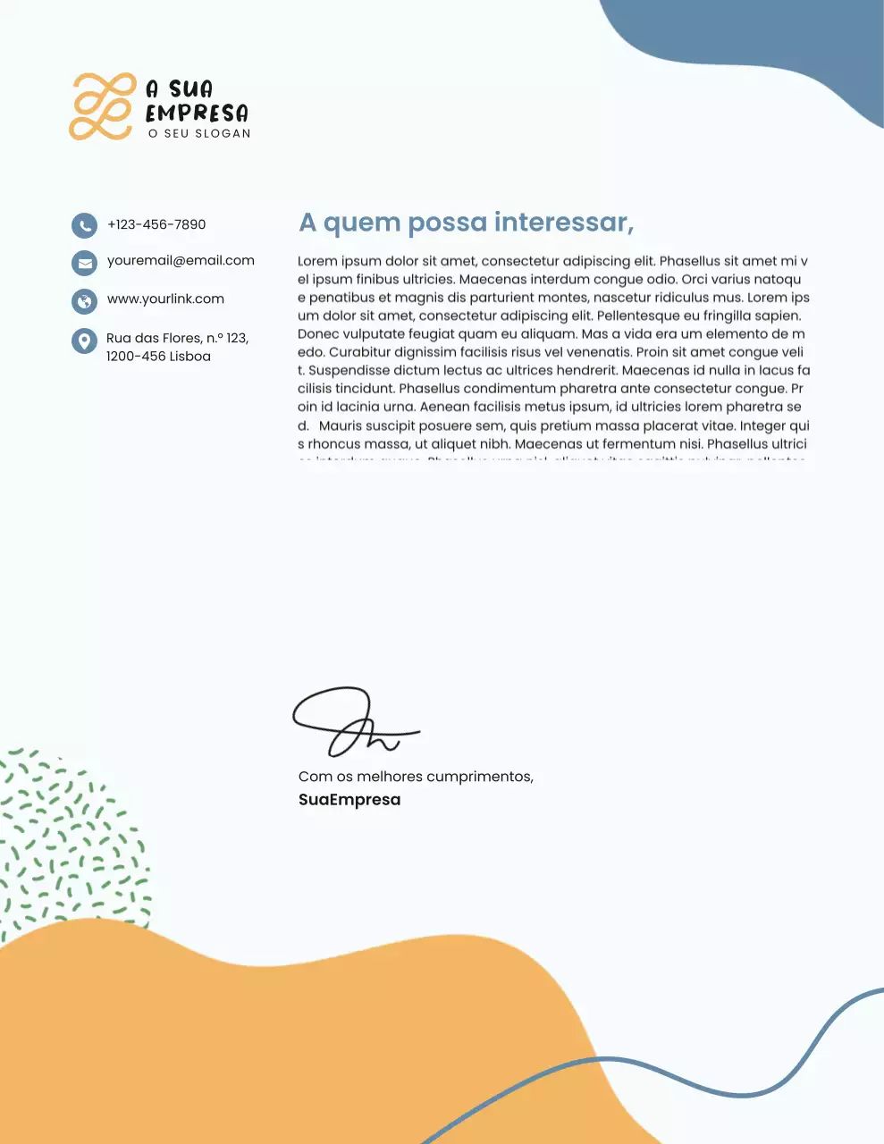 Papel timbrado comercial moderno azul