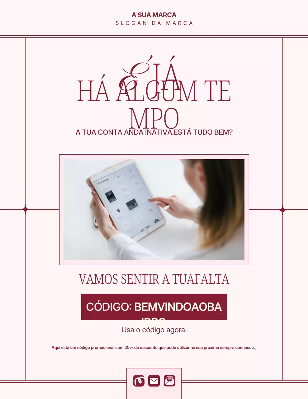 Pôster promocional minimalista rosa para clientes