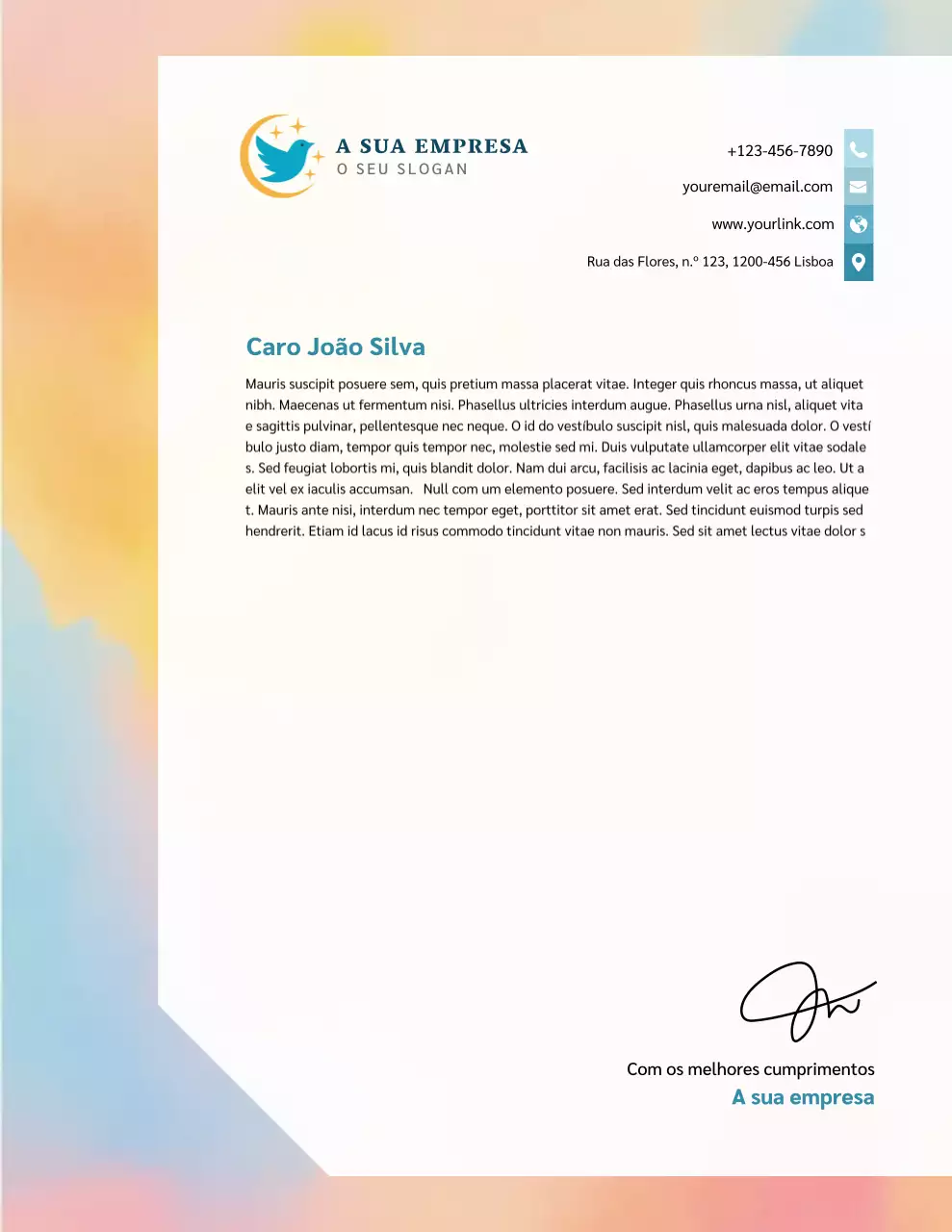 Papel timbrado profissional Rainbow