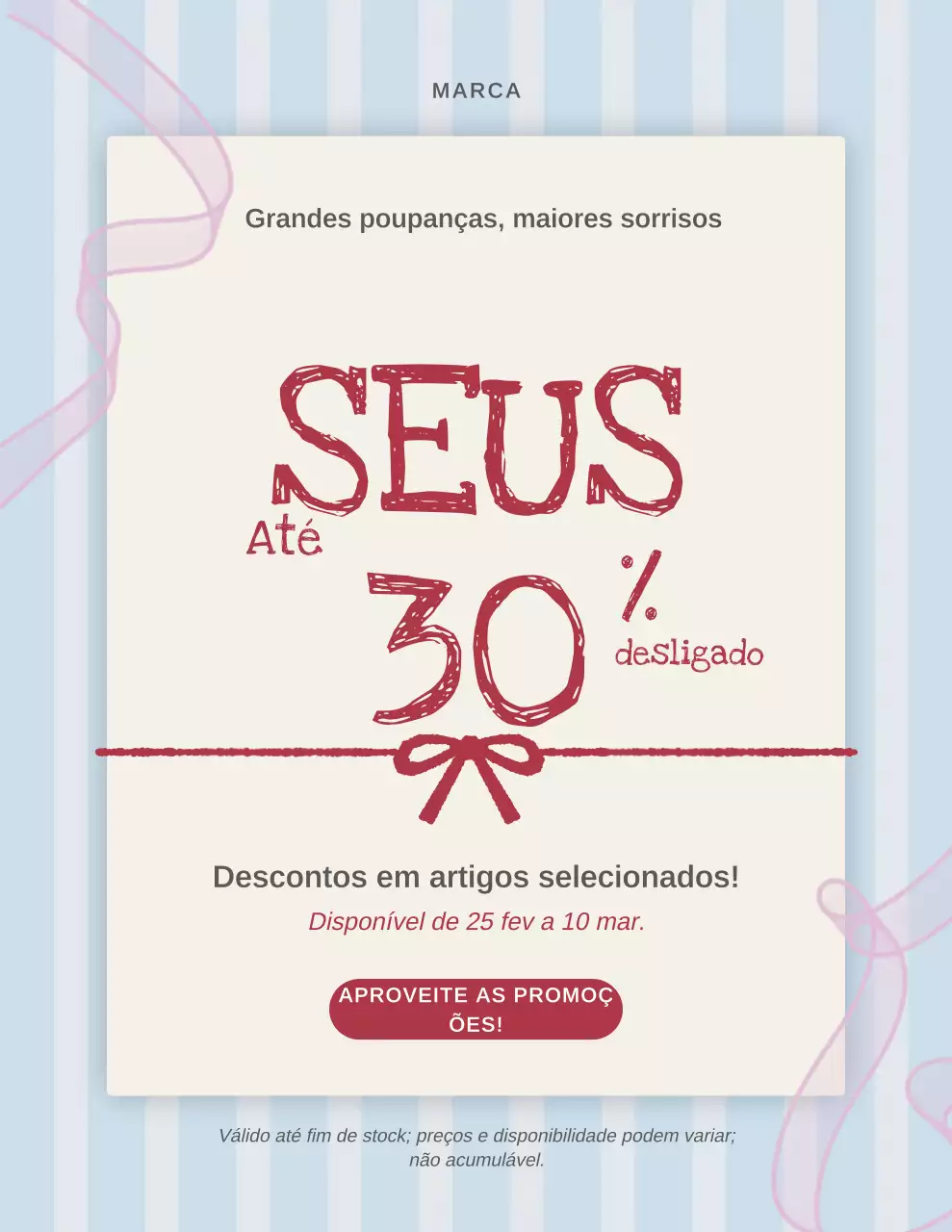 Pôster promocional de vendas simples em vermelho e azul