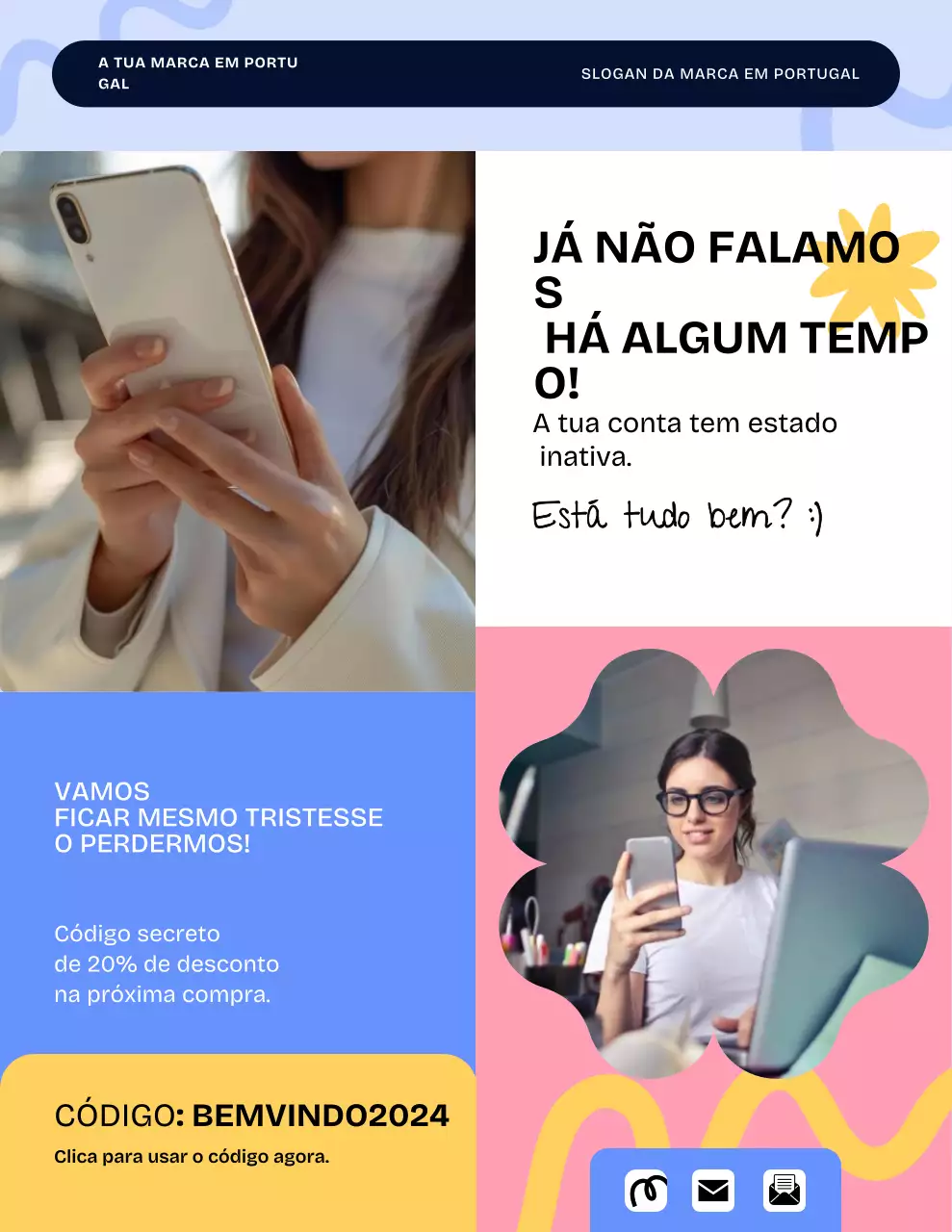 Pôster azul moderno para promoção de e-commerce