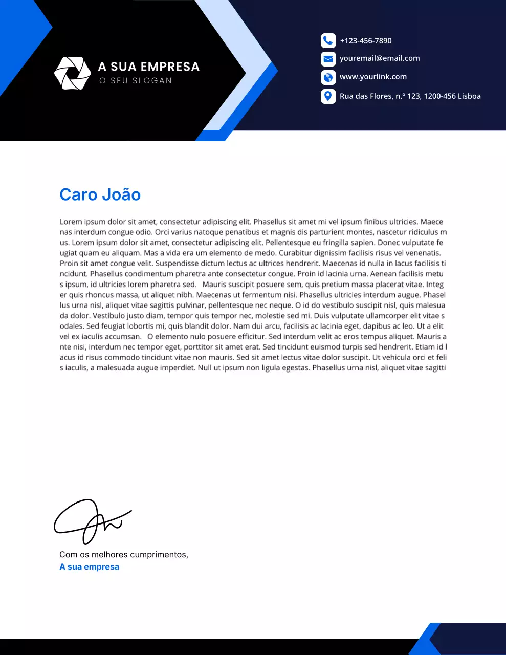 Papel timbrado comercial moderno azul