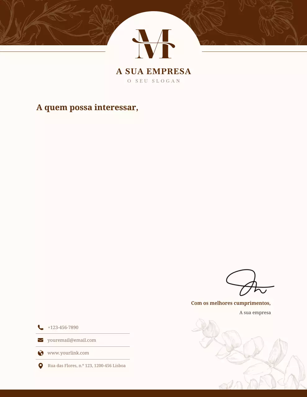 Papel timbrado comercial elegante marrom