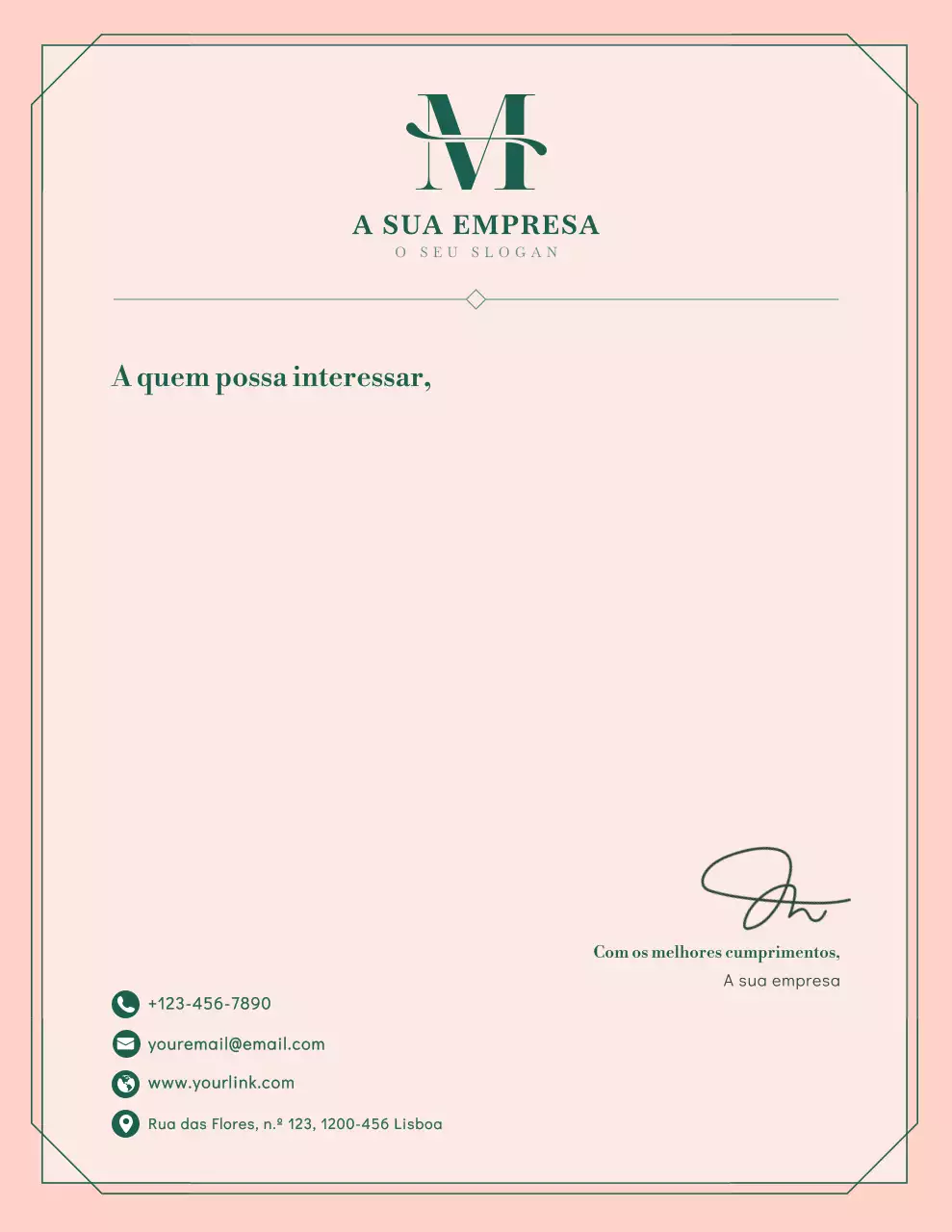 Papel timbrado comercial elegante bege