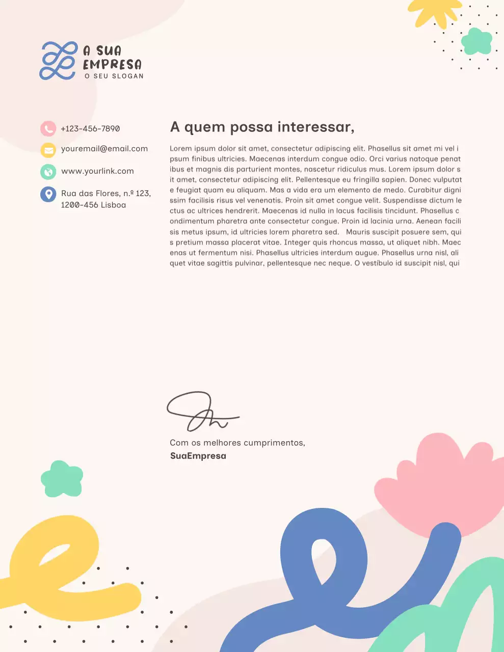 Papel timbrado moderno e colorido para empresas