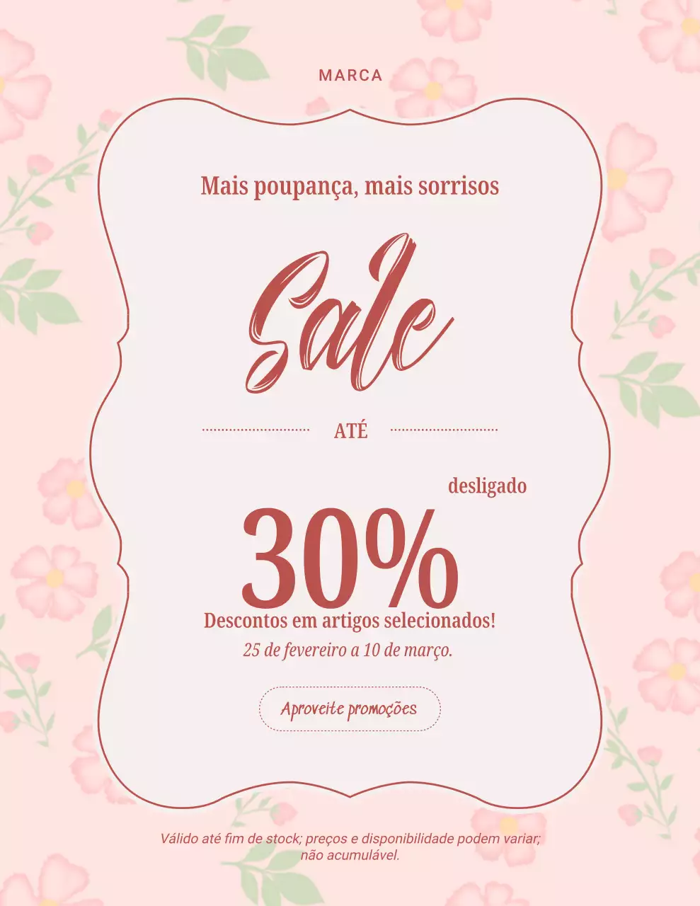 Pôster rosa elegante para promoção de vendas