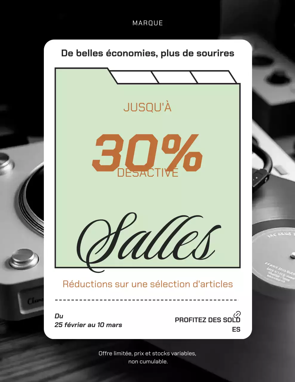 Affiche promotionnelle moderne noire et menthe