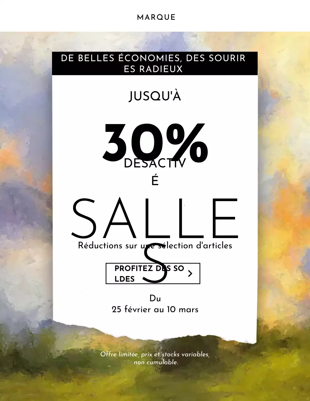 Affiche promotionnelle des ventes jaune moderne