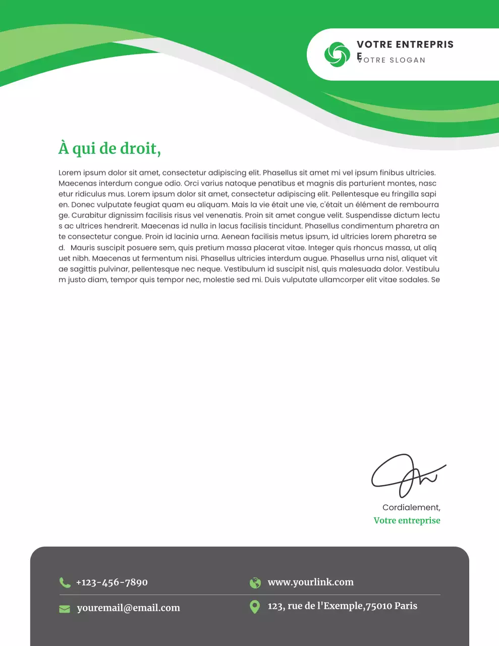 Papier à en-tête moderne et écologique pour entreprises