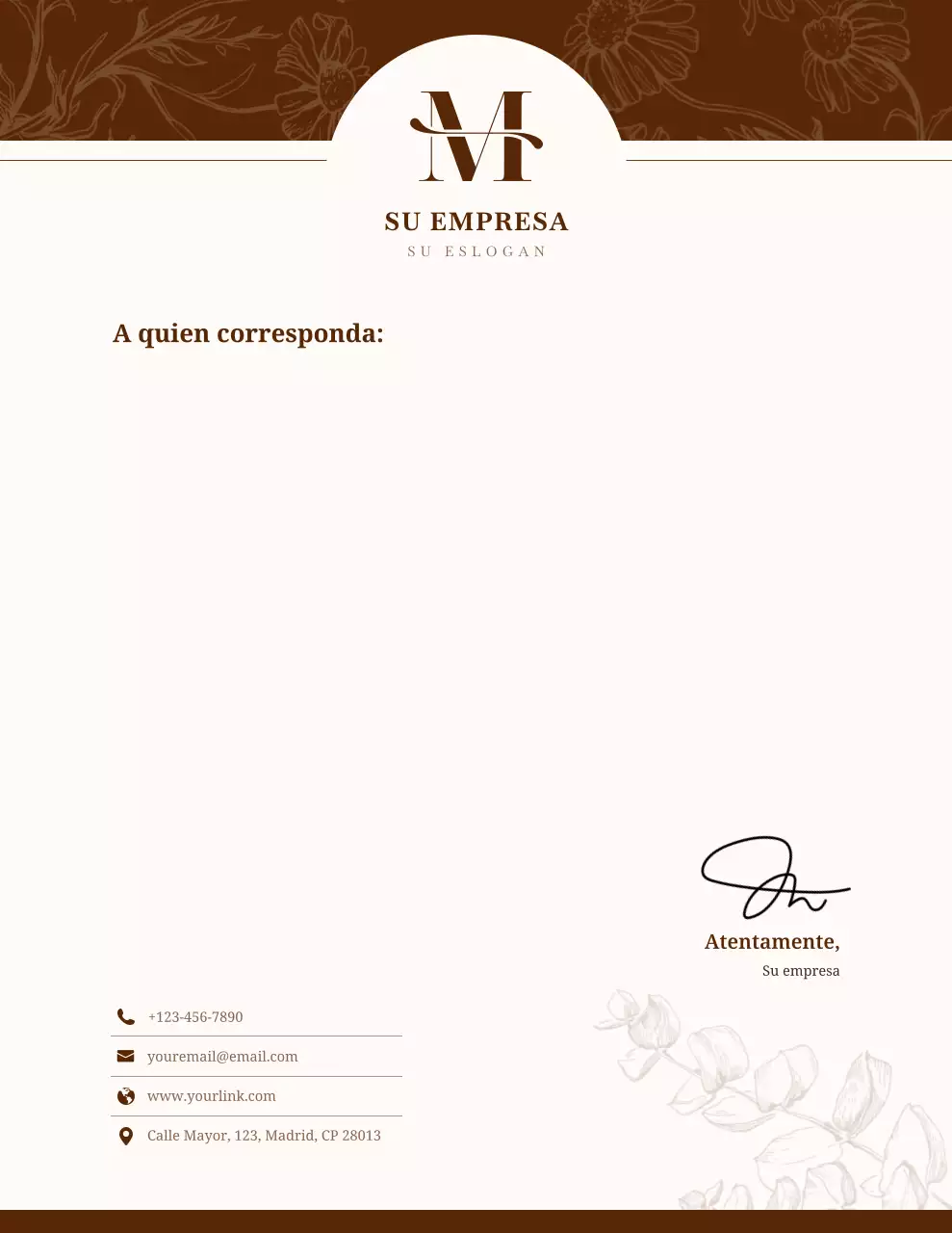 Membrete empresarial elegante en color marrón