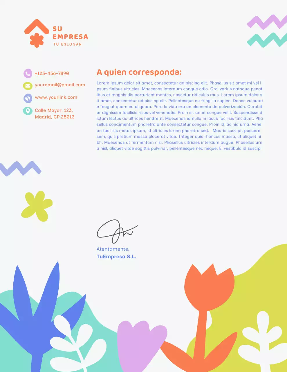 Membrete comercial moderno y colorido