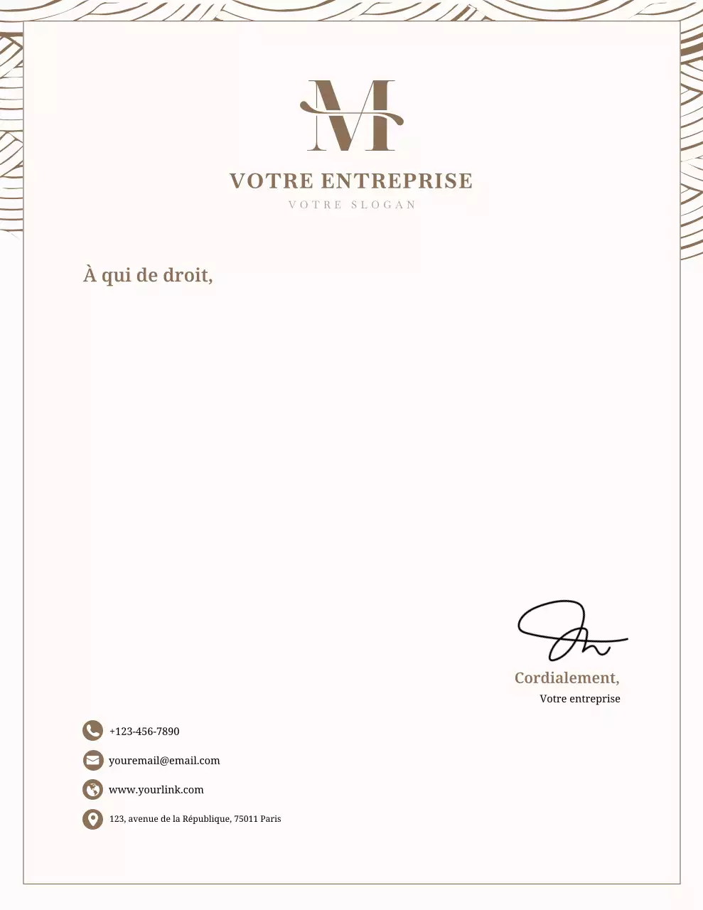 Papier à en-tête professionnel beige