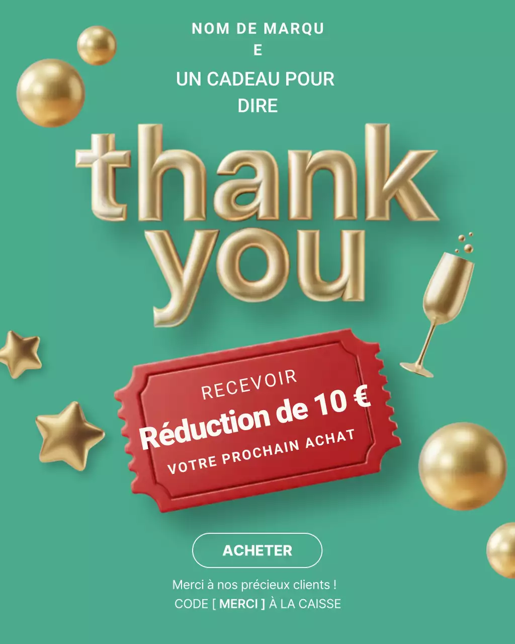 Publication Instagram de remerciements verts et élégants