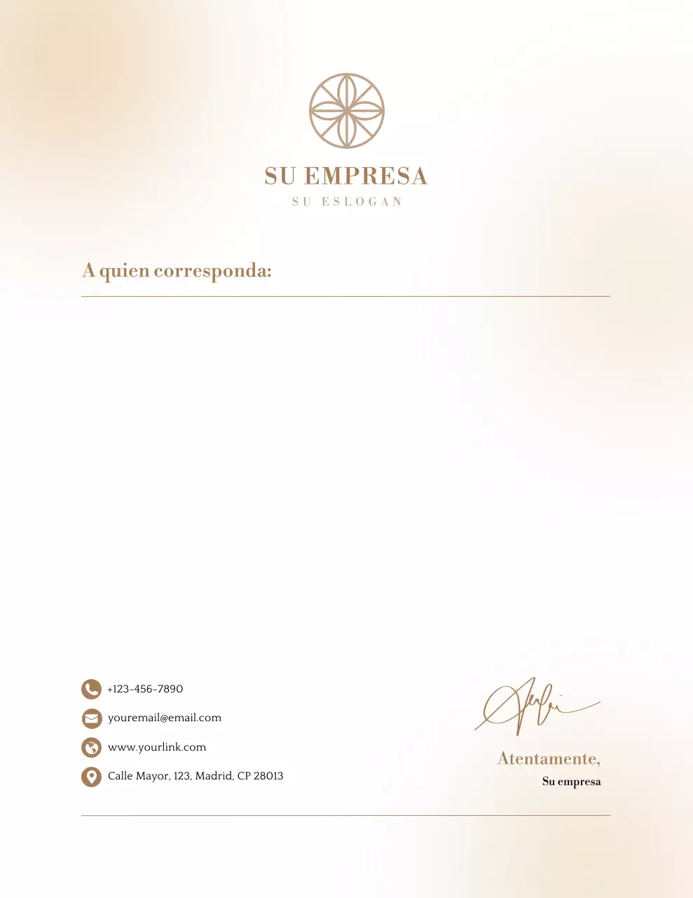 Membrete profesional beige para empresas