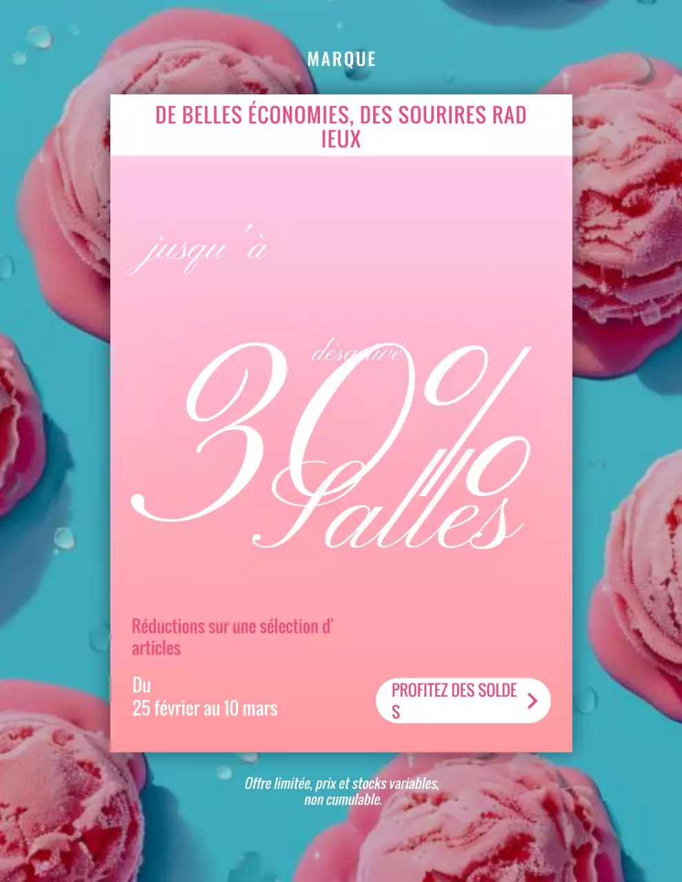 Affiche promotionnelle des ventes rose moderne