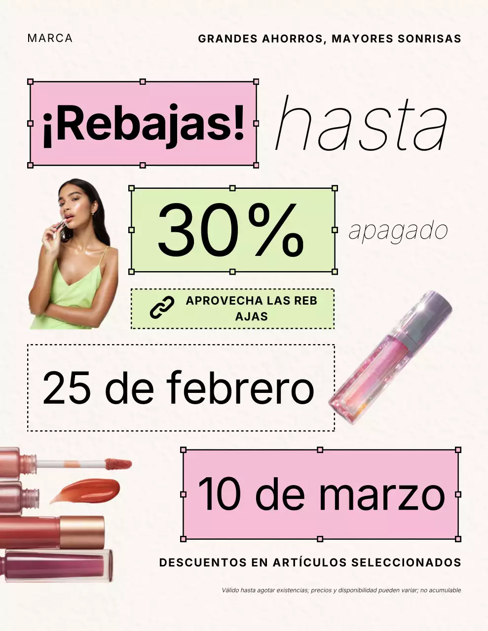 Póster de promoción de ventas moderno de color rosa