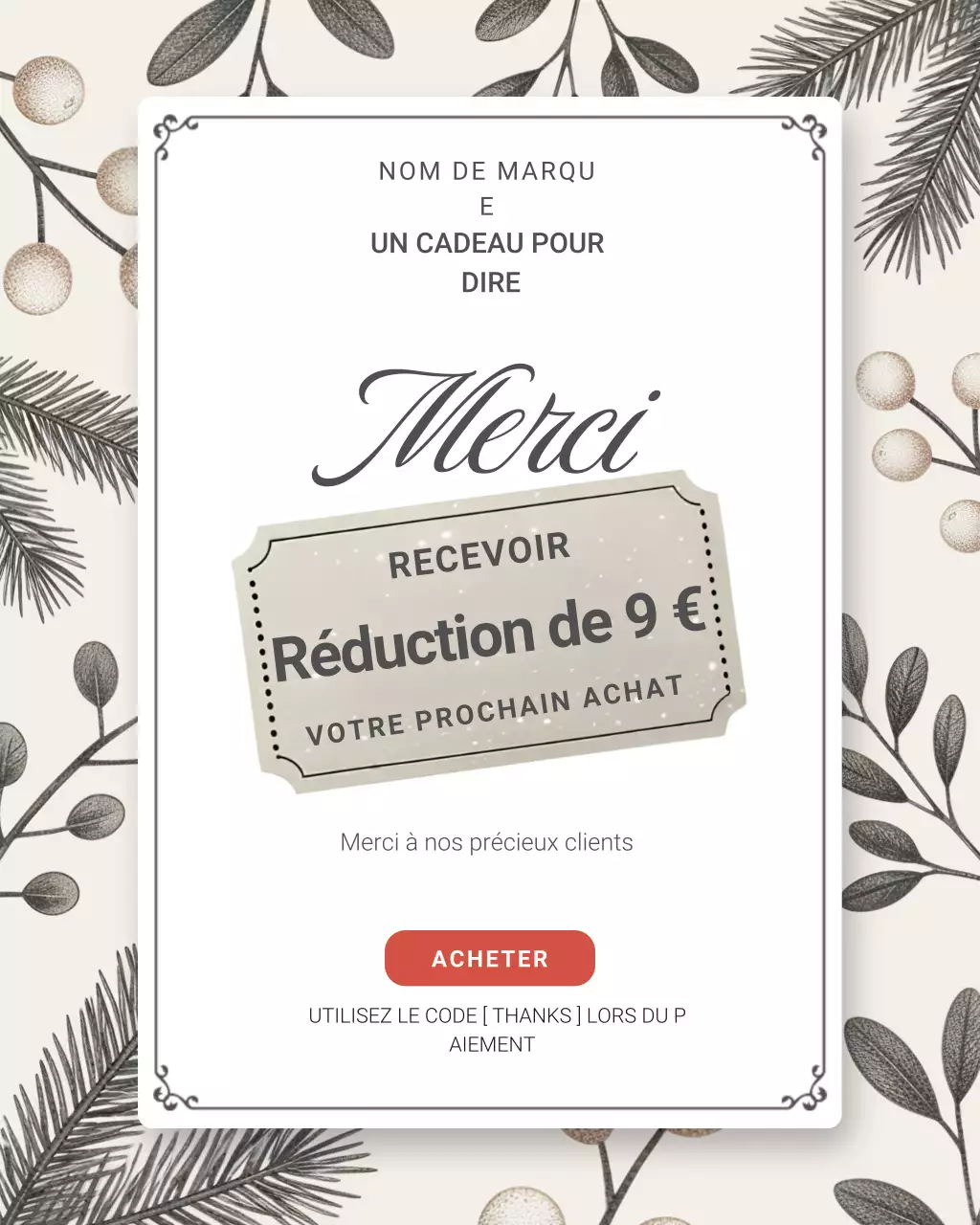 Publication Instagram de remerciements à fleurs beiges