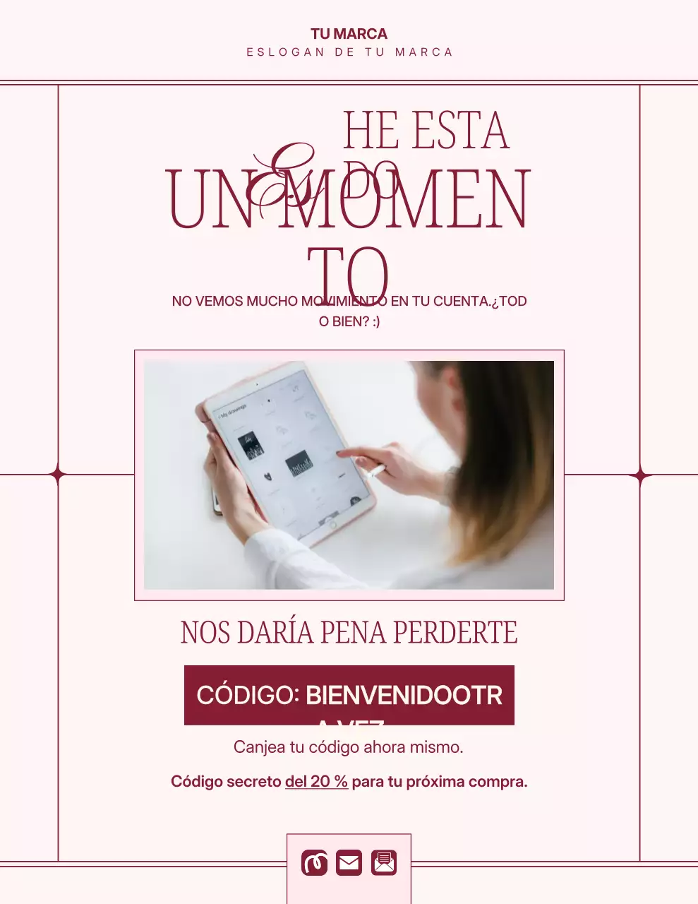 Póster minimalista rosa de promoción para clientes