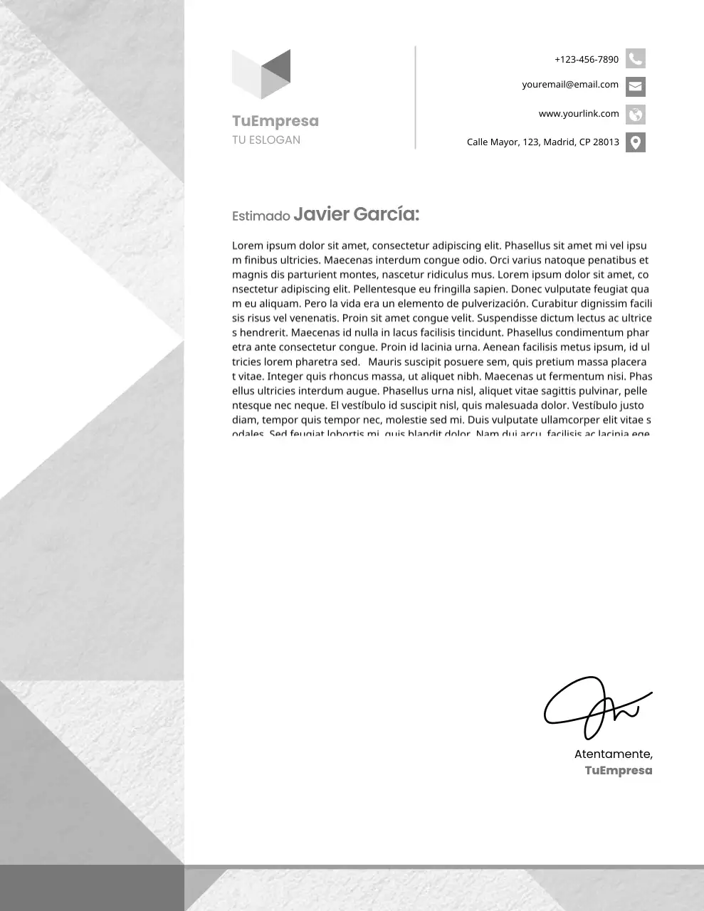 Membrete comercial moderno gris