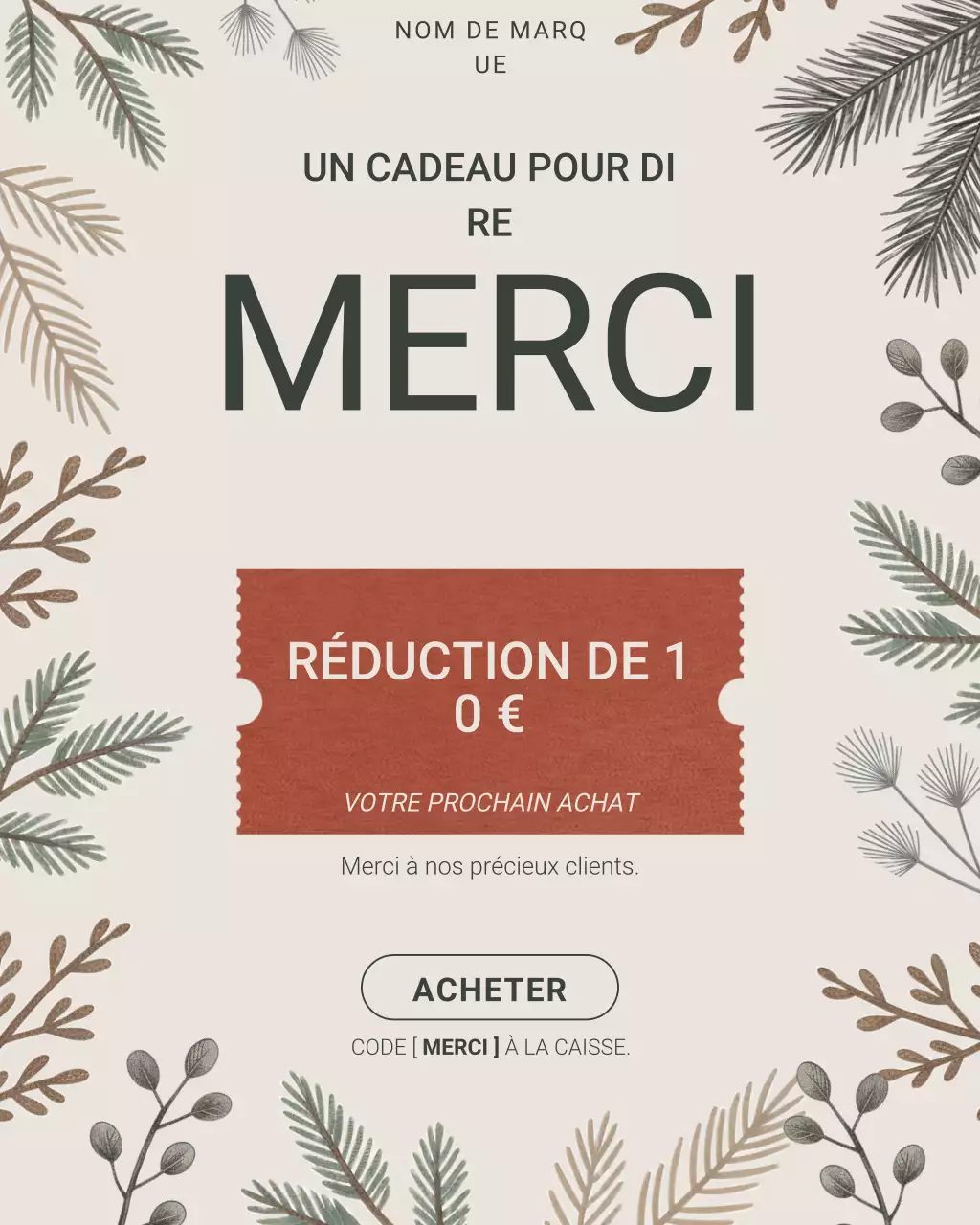 Publication Instagram de remerciements botaniques beiges